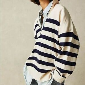 Free People - Striped Navy and Cream Pullover